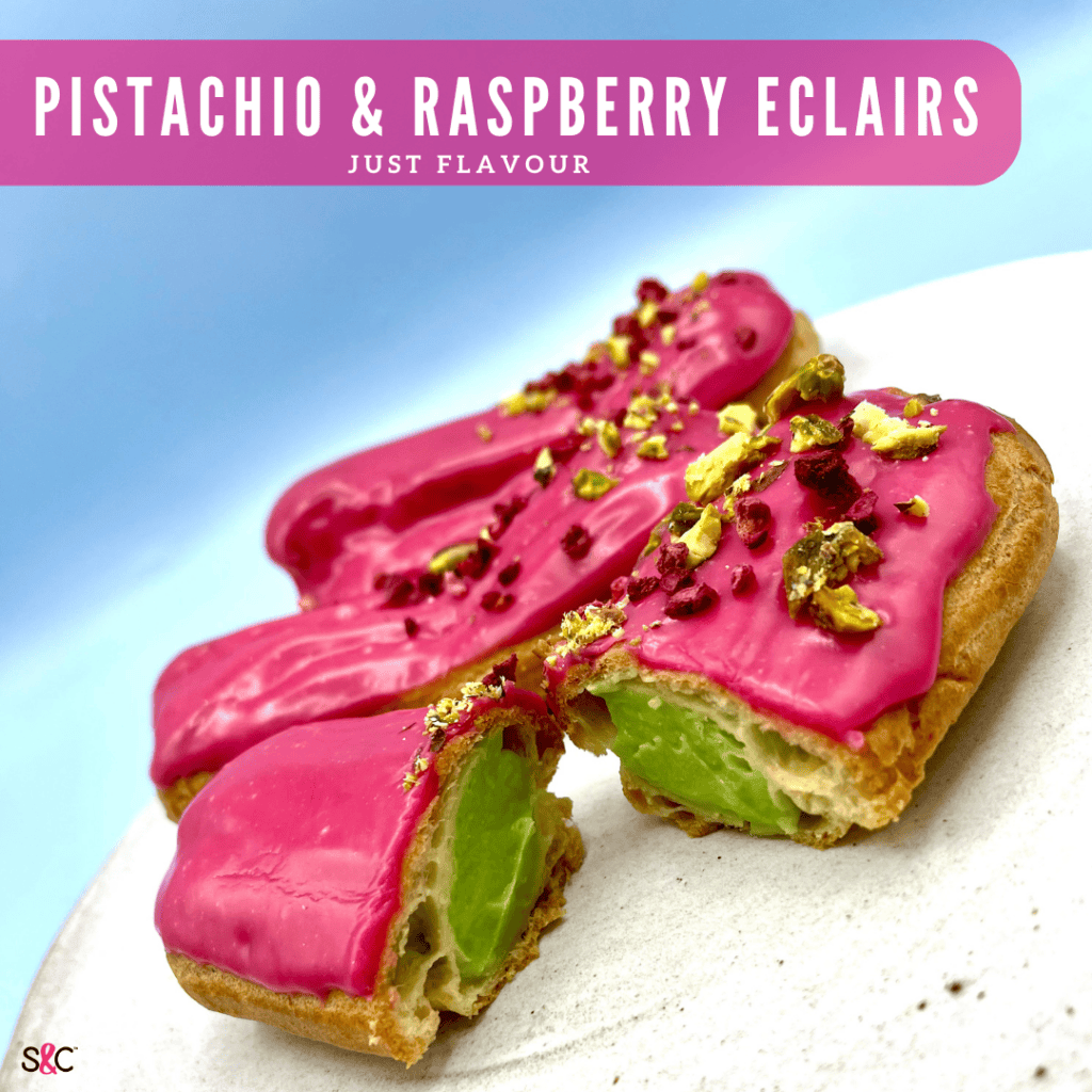 Pistachio & Raspberry Eclairs