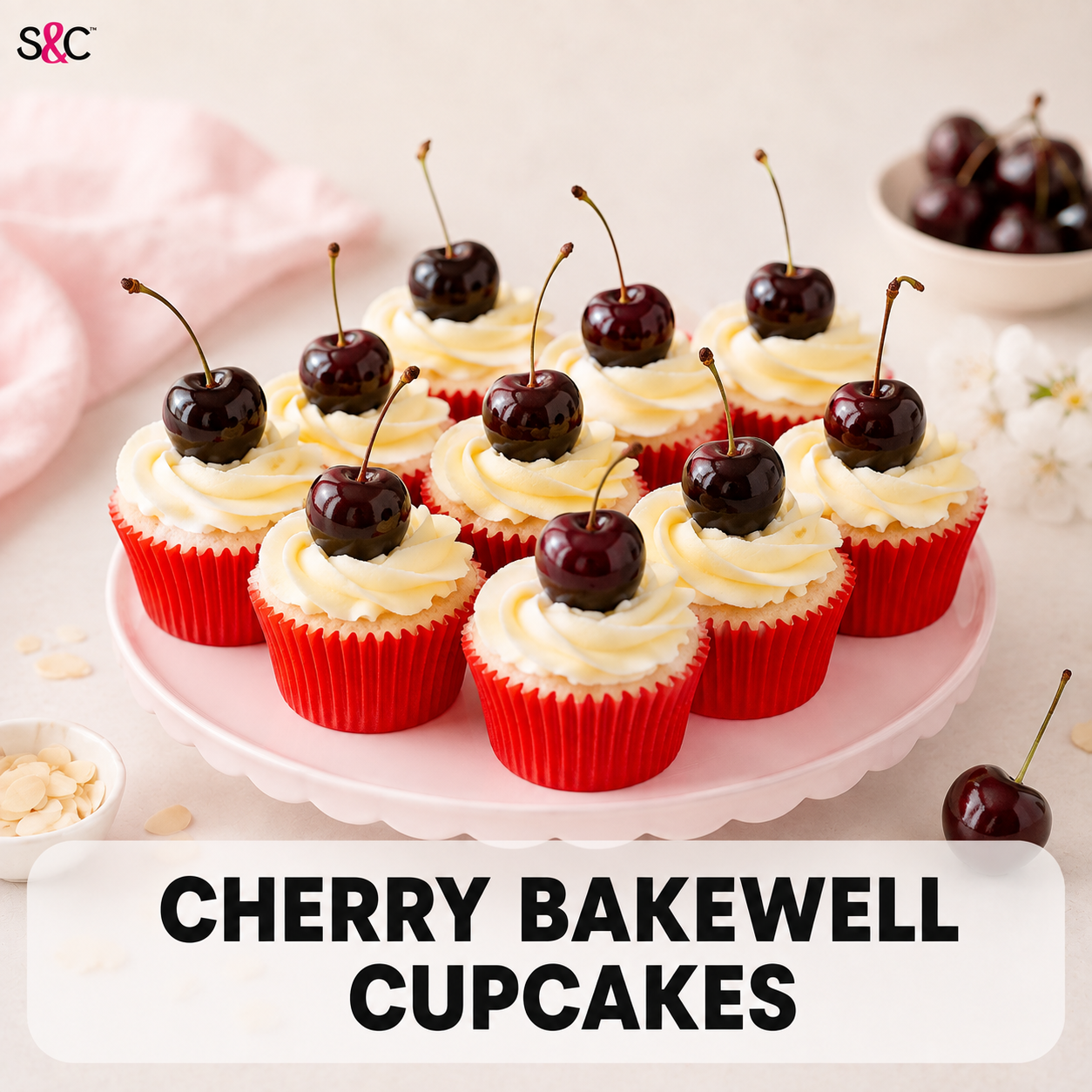 Cherry Bakewell Cupcakes