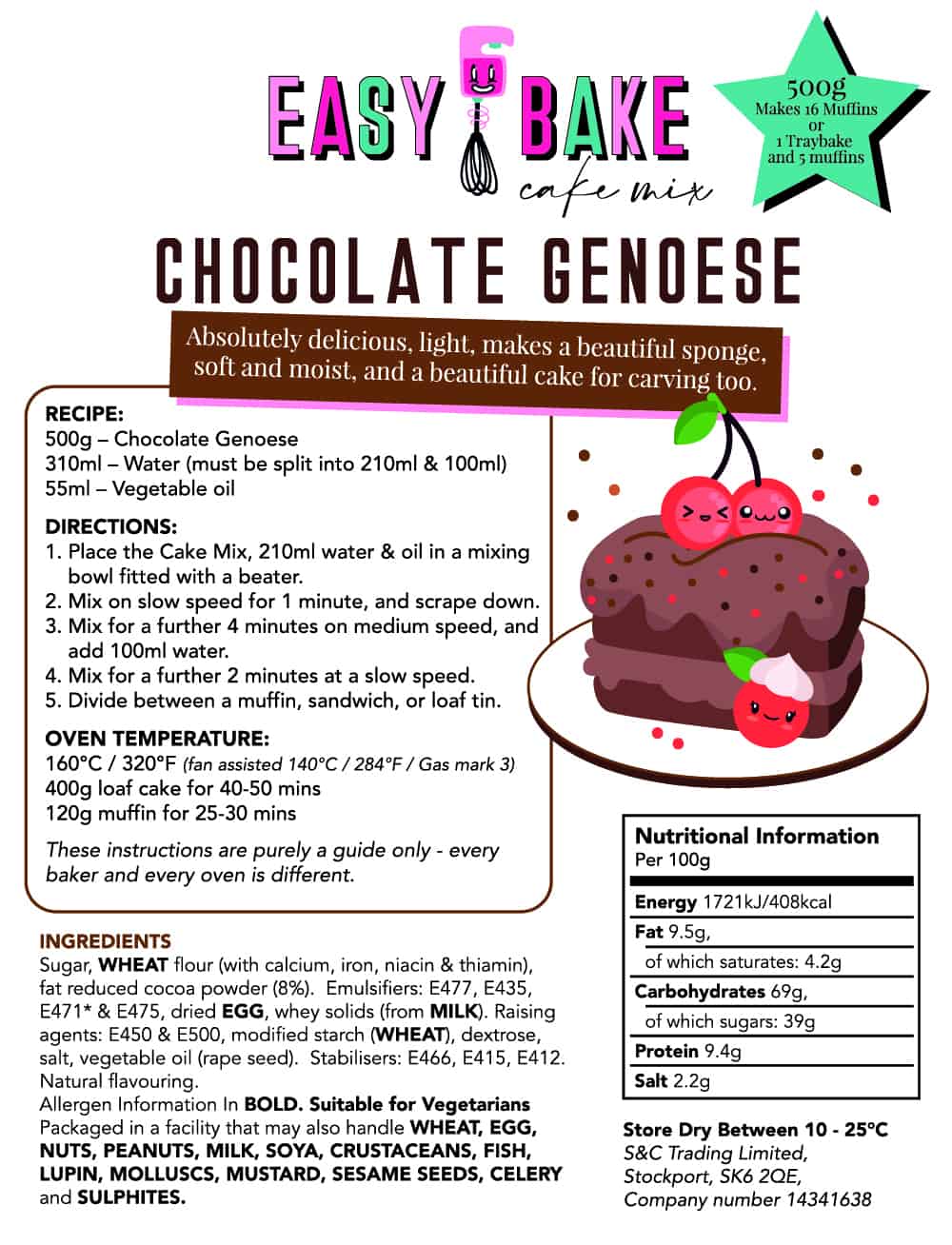 Chocolate Genoese - Easy Bake Cake Mix