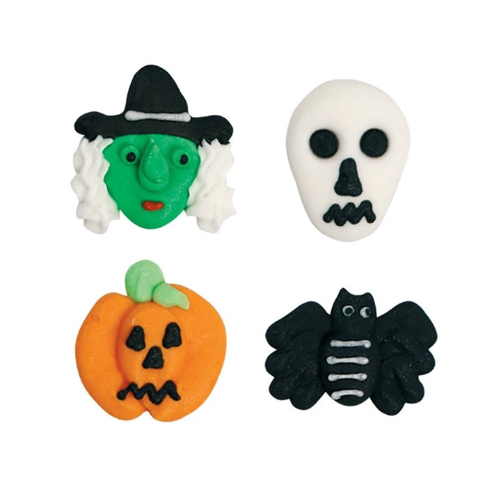 Edible Cake Toppers - Culpitt Halloween Sugar Pipings (With Skull and Witch)