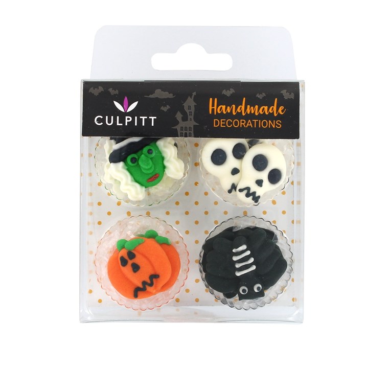 Edible Cake Toppers - Culpitt Halloween Sugar Pipings (With Skull and Witch)