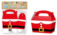 Presentation Boxes – Patterned - Santa Suit - Treat Boxes x 10