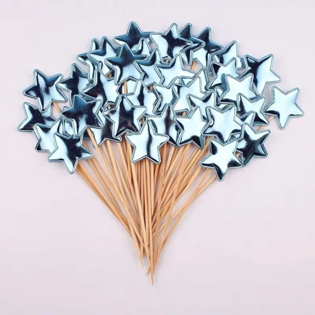 Decorative Cake Toppers - Stars - Blue - Pack of 50