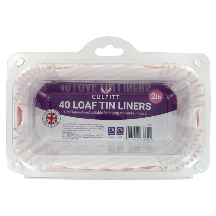 Greaseproof Paper Liners - Loaf Tin - 2lb Red and White - Pack of 40