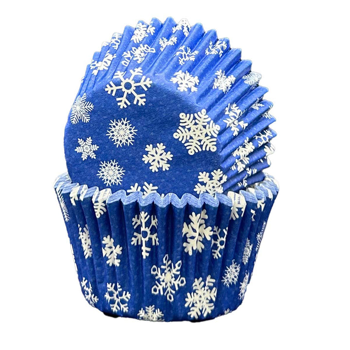 Cupcake Cases - Patterned - Midnight Blue Snowflakes