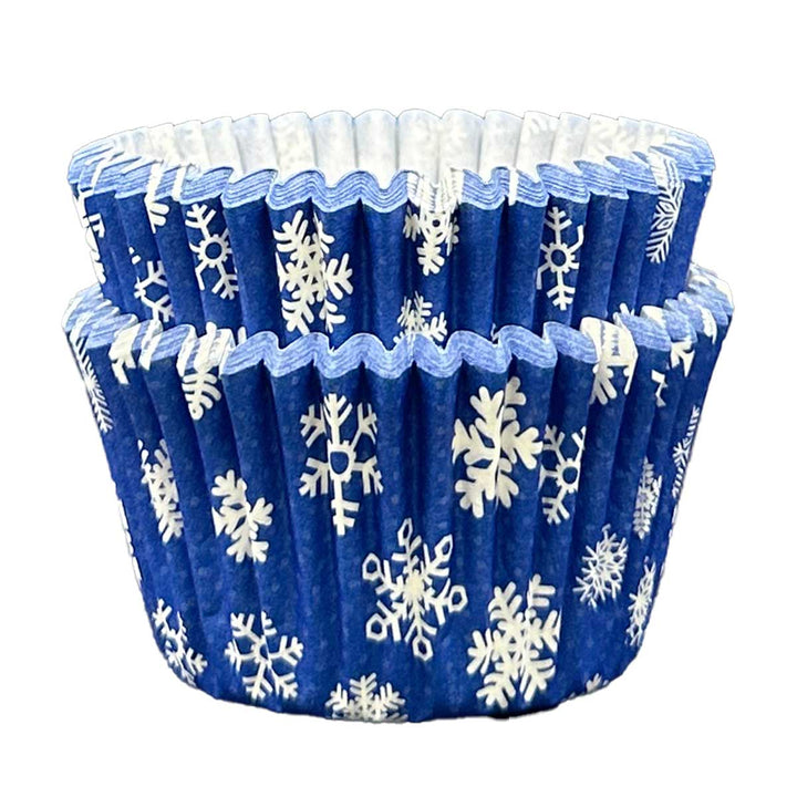 Cupcake Cases - Patterned - Midnight Blue Snowflakes