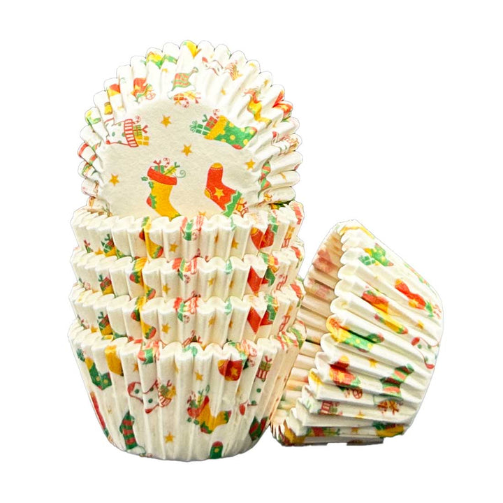 Mini Muffin Cases - Patterned - Stockings