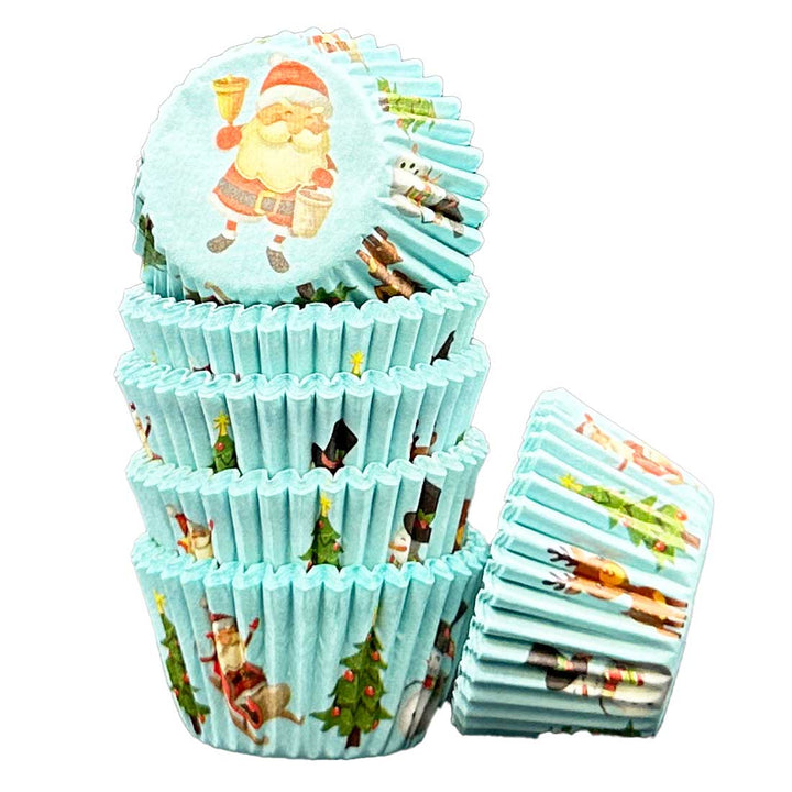 Mini Muffin Cases - Patterned - Santa