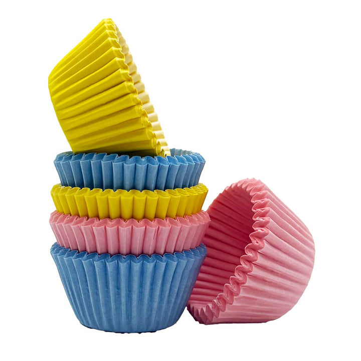 Mini Muffin Cases - Pink, Blue & Yellow - Pack of 150
