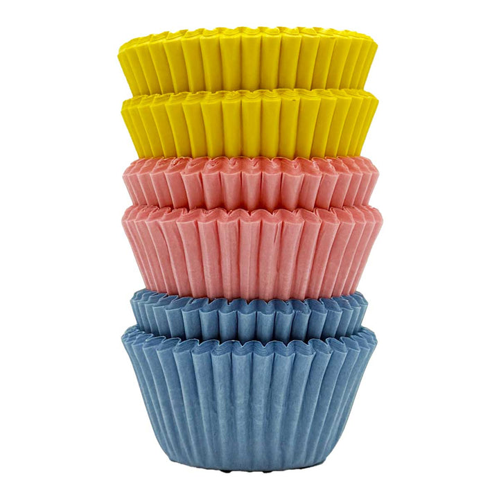 Mini Muffin Cases - Pink, Blue & Yellow - Pack of 150