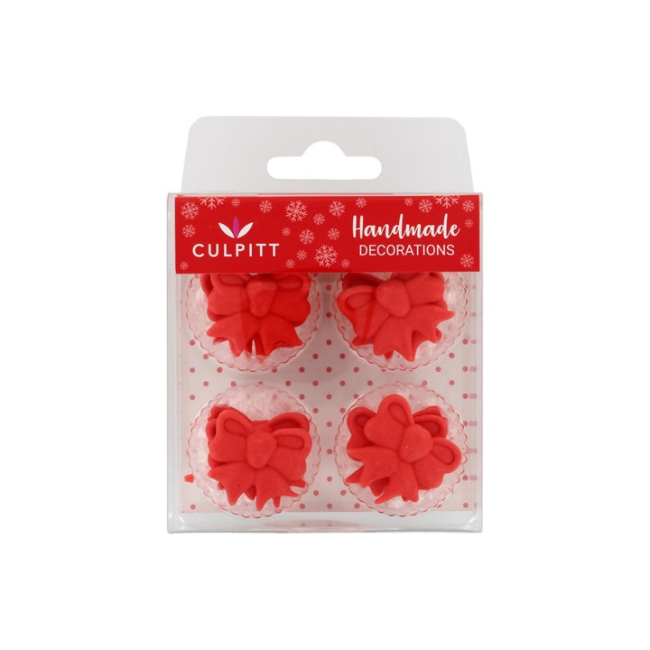 Edible Cake Toppers - Culpitt Red Bows - Pack of 12