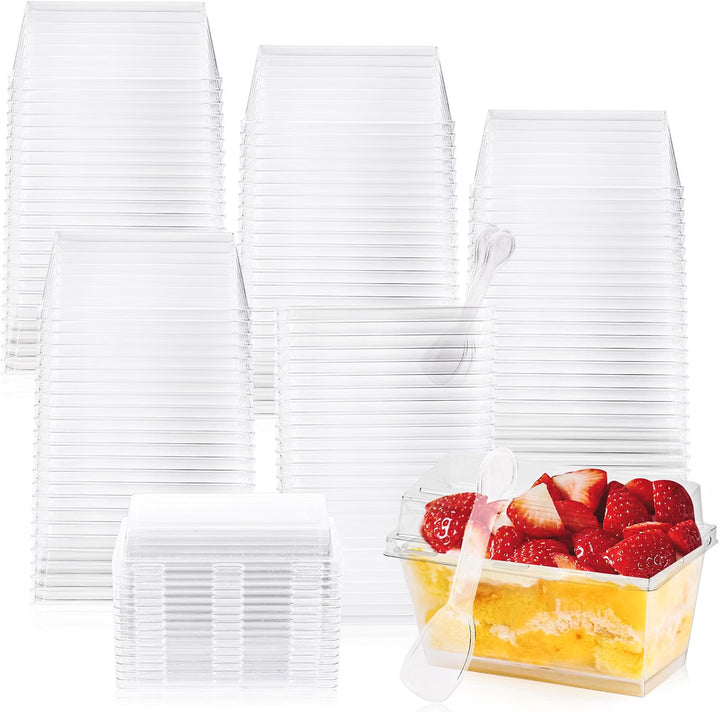 Bakeware - Rectangular Dessert Pots With Lids and Spoons x 5