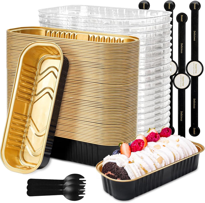 Bakeware - Aluminium Foil - Mini Loaf Pan Foils - Black and Gold x 5