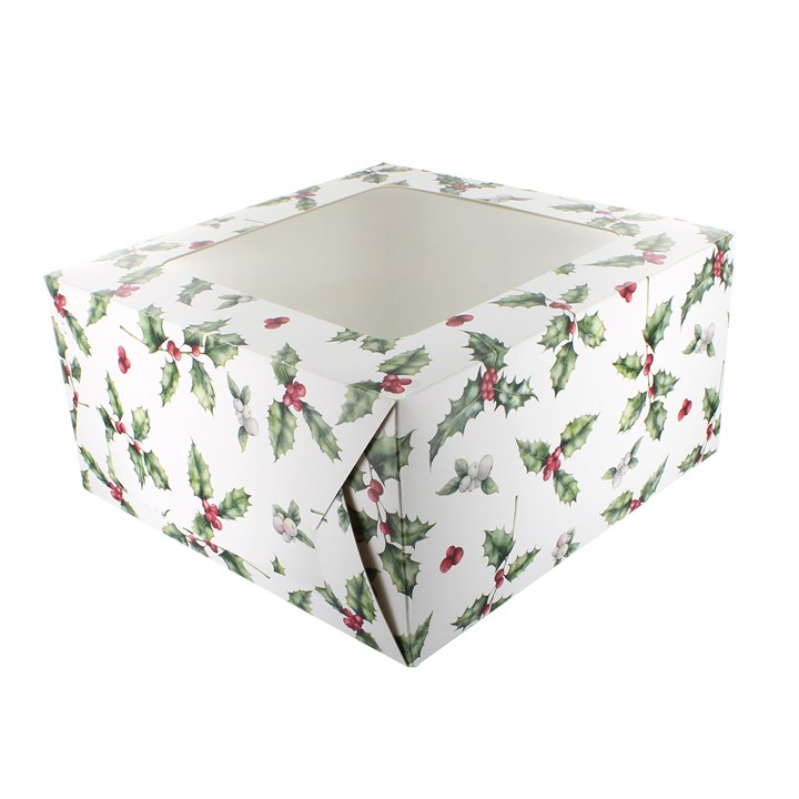 Vintage Holly Square Cake Box