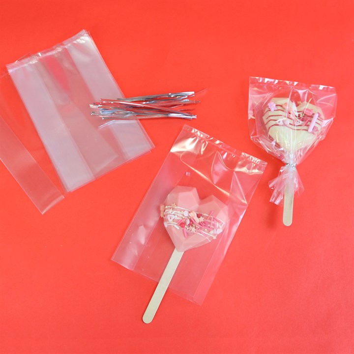 Lollipop Bags with Silver Ties Pk/25 (152 x 95mm / 6 x 3.75”)