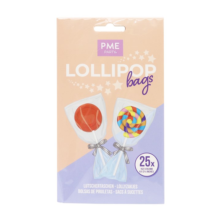 Lollipop Bags with Silver Ties Pk/25 (152 x 95mm / 6 x 3.75”)