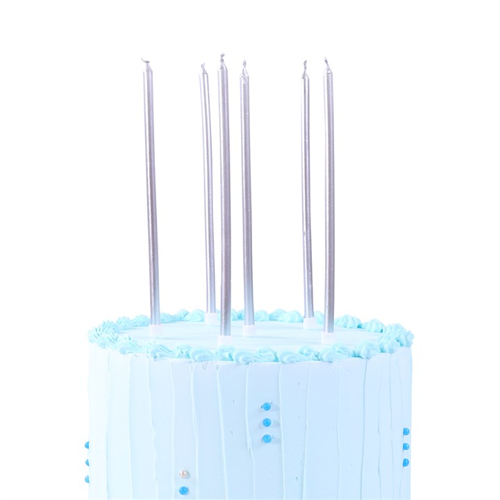 Decorative Candles - Extra Tall - Silver - Pack of 16