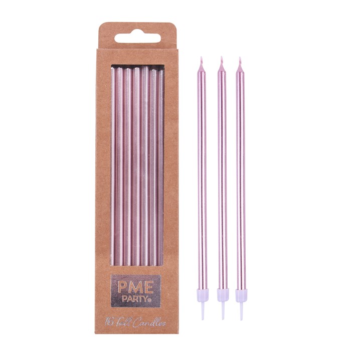 Decorative Candles - Extra Tall - Rose Gold - Pack of 16