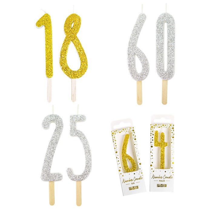 Decorative Candles - Glitter Number Candles