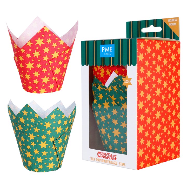 Muffin Tulips - PME Christmas - Stars x 24