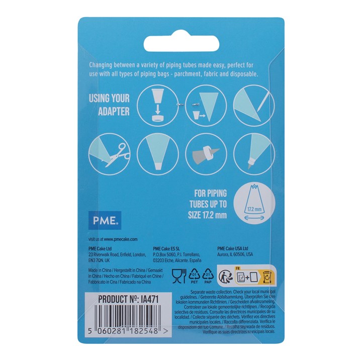 Piping Equipment - PME Icing Bag Adaptors (Couplers) Set of 3