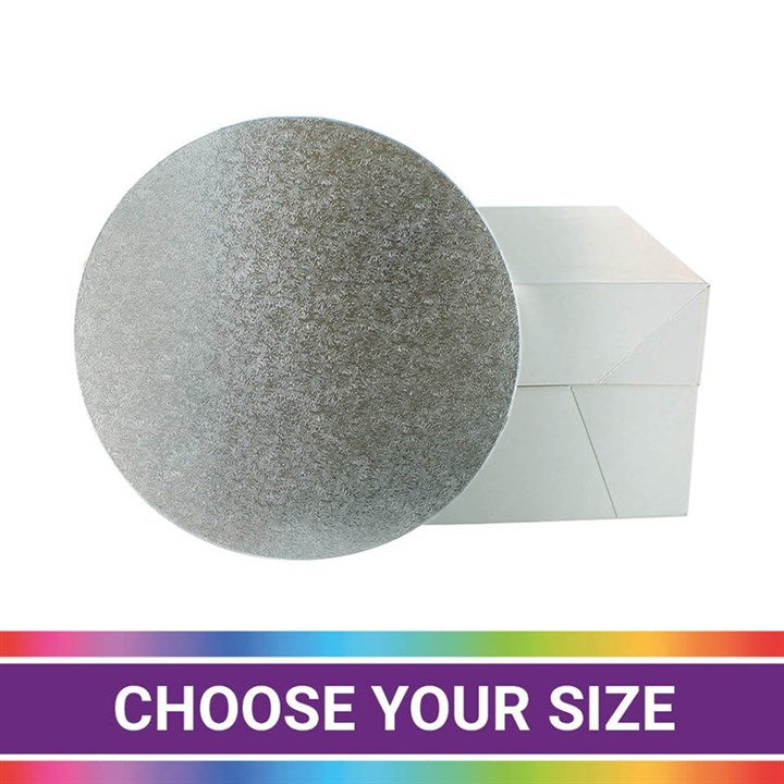 White Cake Box & Round Silver Cake Board Pack
