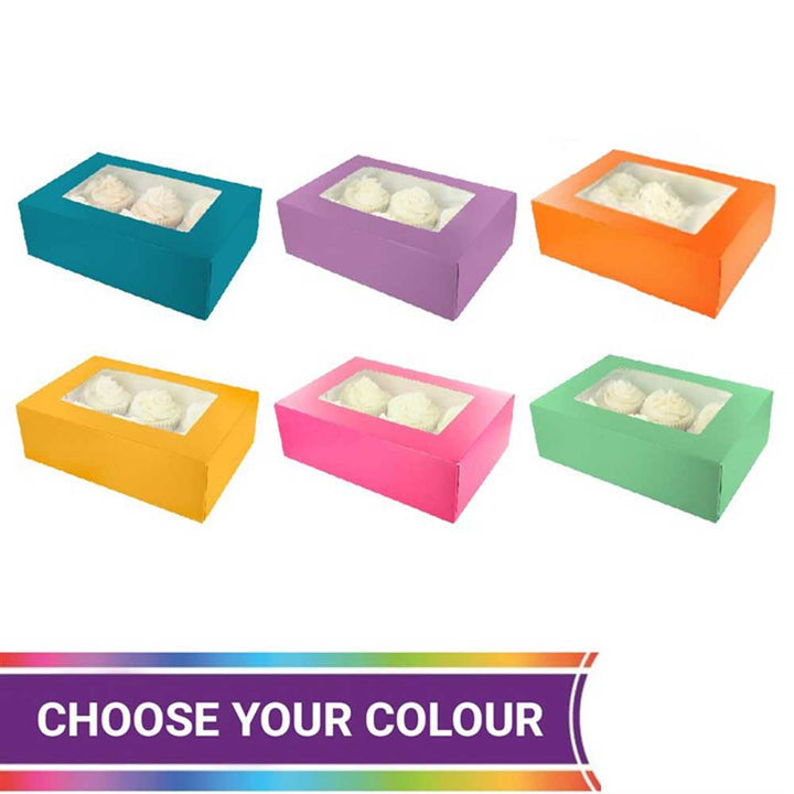 Cupcake Boxes - Brights - 6 Cupcakes or 12 Mini Cupcakes