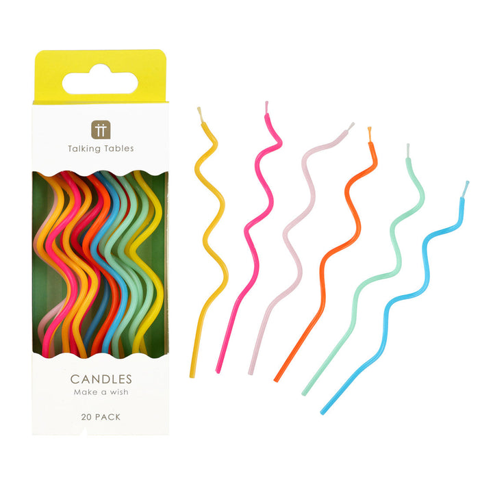 Decorative Candles - Rainbow Twisted Birthday Candles - 20 Pack