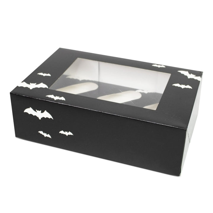 Cupcake Boxes - Halloween Bat Design Satin Cupcake Boxes - Holds 6
