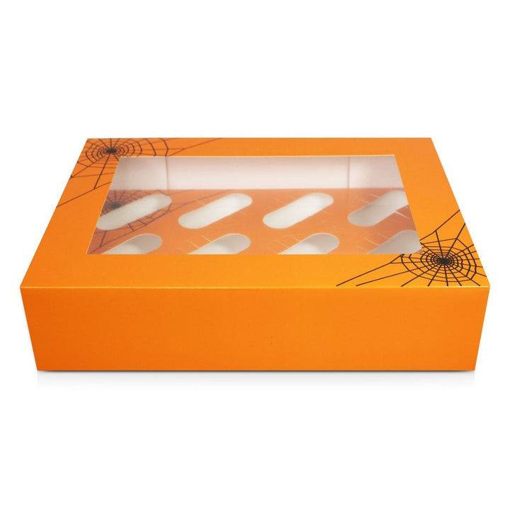Cupcake Boxes - Halloween Cobweb Satin Cupcake Boxes - Holds 12
