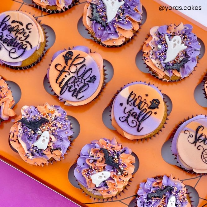 Cupcake Boxes - Halloween Cobweb Satin Cupcake Boxes - Holds 12