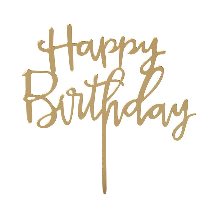Decorative Cake Toppers - Happy Birthday - Gold Luxe