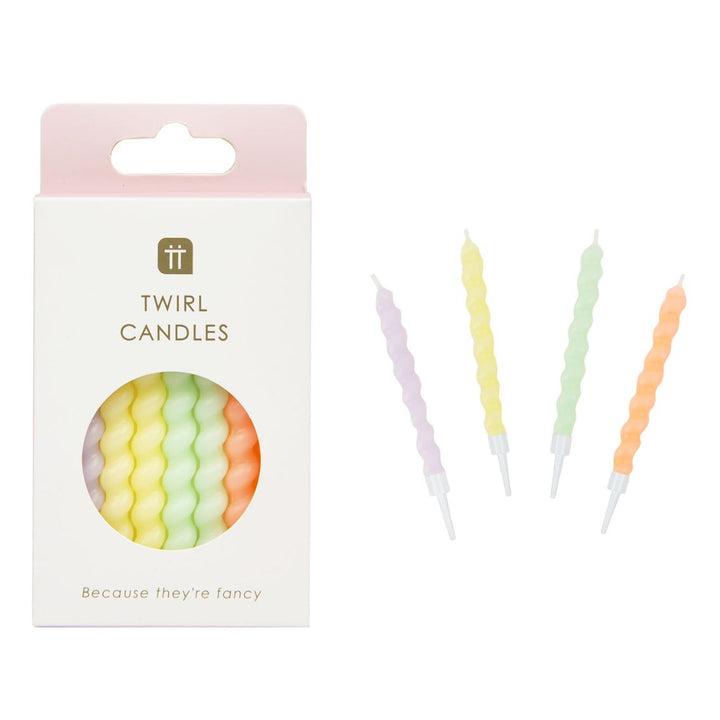 Decorative Candles - Pastel Twirl Birthday Candles - 8 Pack