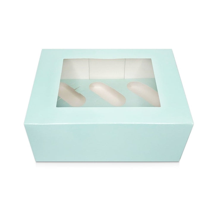 Cupcake Box - 4" Luxury Cupcake Box - Holds 6 - Duck Egg blue, Pastel Yellow and Baby Pink