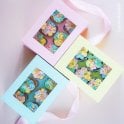 Cupcake Box - 4" Luxury Cupcake Box - Holds 6 - Duck Egg blue, Pastel Yellow and Baby Pink