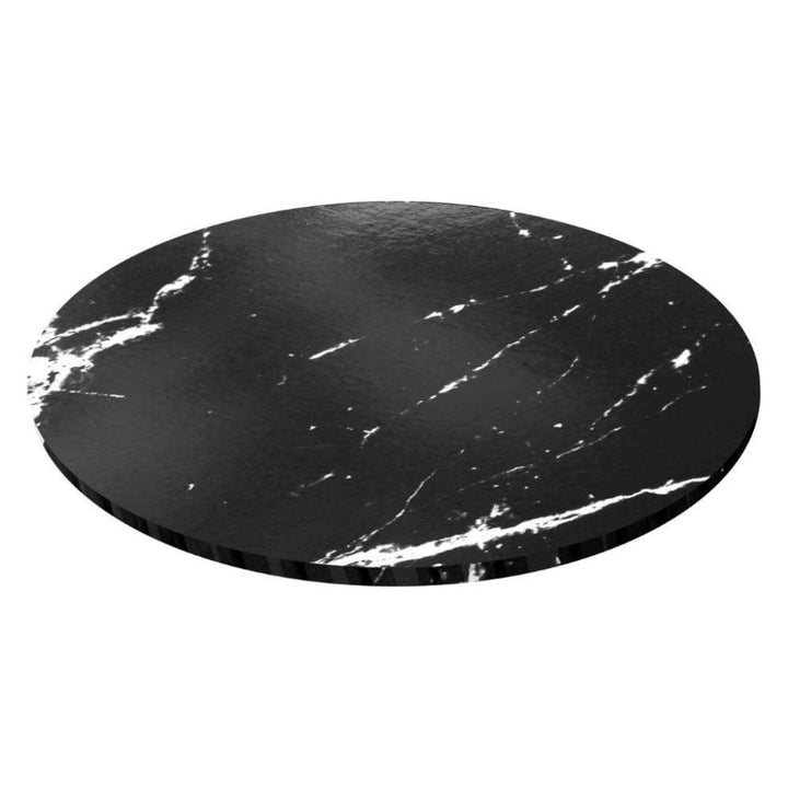 Round Masonite Cake Board - Black Marble Effect