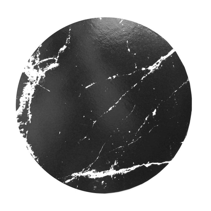 Round Masonite Cake Board - Black Marble Effect