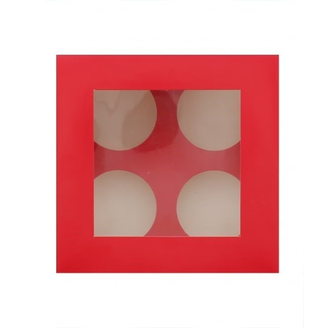 Cupcake Boxes - Simply Making Satin Red Cupcake Box - Holds 4