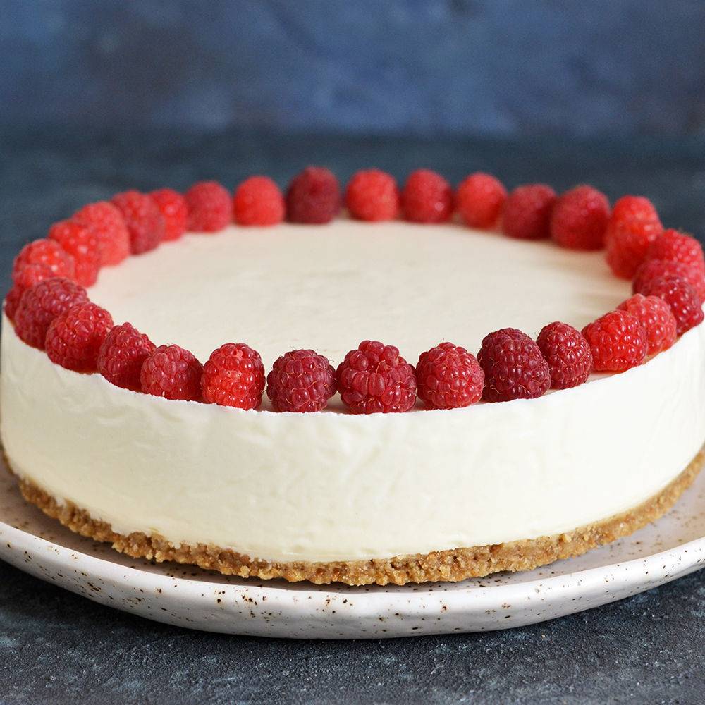 Raspberry Ripple No Bake Cheesecake