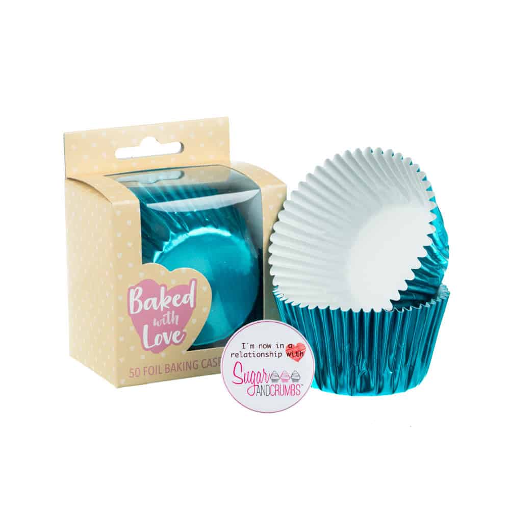 Baked with Love Baking Cases Aqua Foil Pack of 50