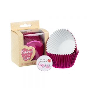 Baked with Love Baking Cases Foil Bright Pink Pack of 50