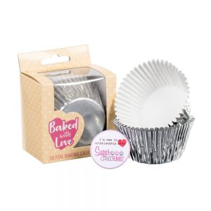 Baked with Love Baking Cases Foil Silver Pack of 50