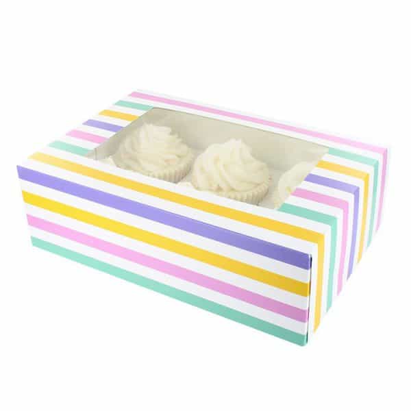 Bold Stripes Cupcake Window Box Fits 6/12