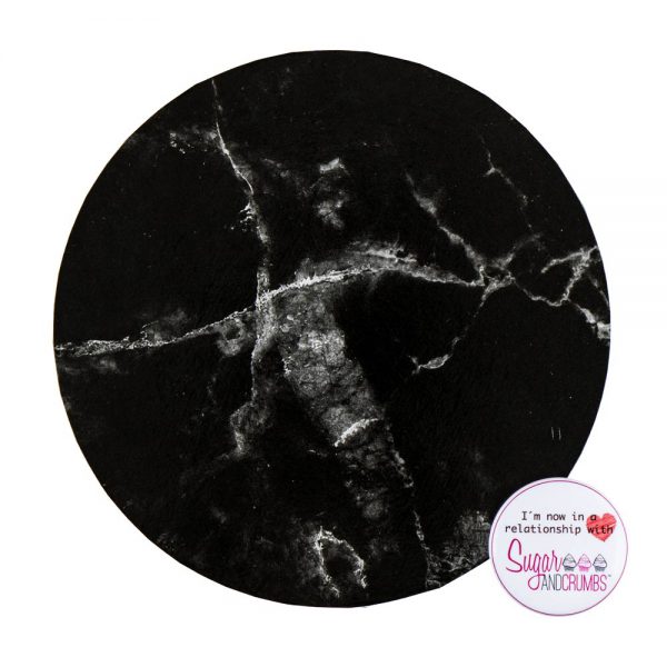 Masonite Cake Board Round BLACK MARBLE 12 Inch