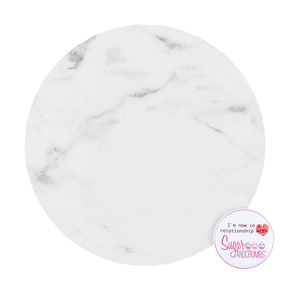 Masonite Cake Board Round WHITE MARBLE 08 Inch