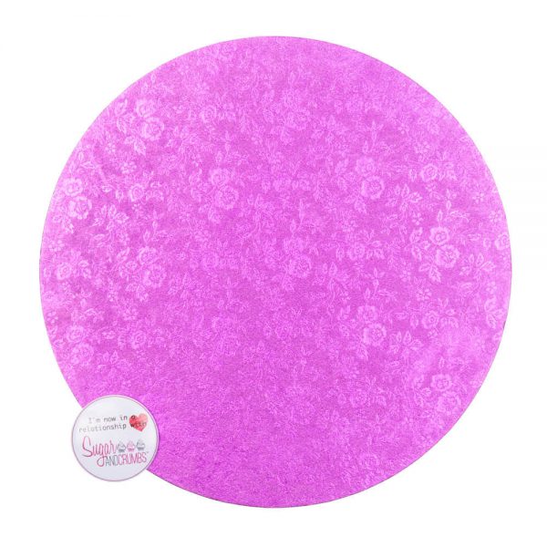 Double Thick Round Turned Edge Cake Card Foil - Pink - Single