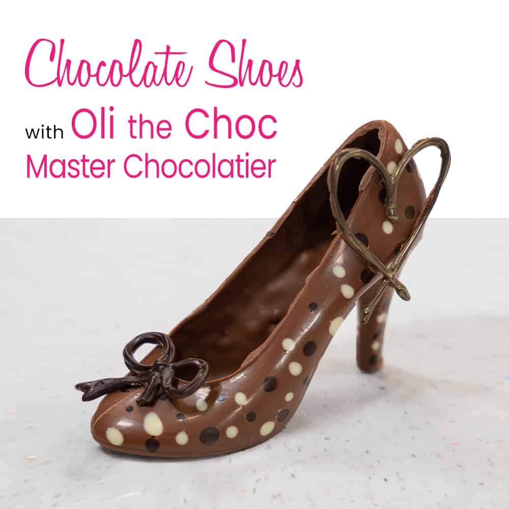Chocolate Stiletto Shoe with Pink Sheen - Chocolate Genie