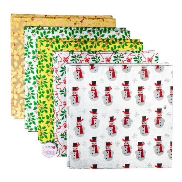 Christmas Cake Card Selection 10 Inch Square Pack of 10