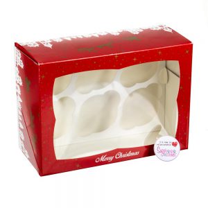 Christmas Cupcake Box 4 inch deep Holds 6