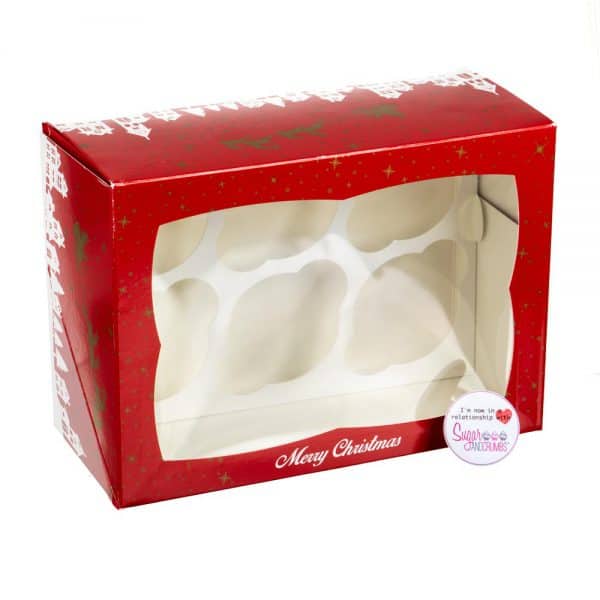Christmas Cupcake Box 4 inch deep holds 6